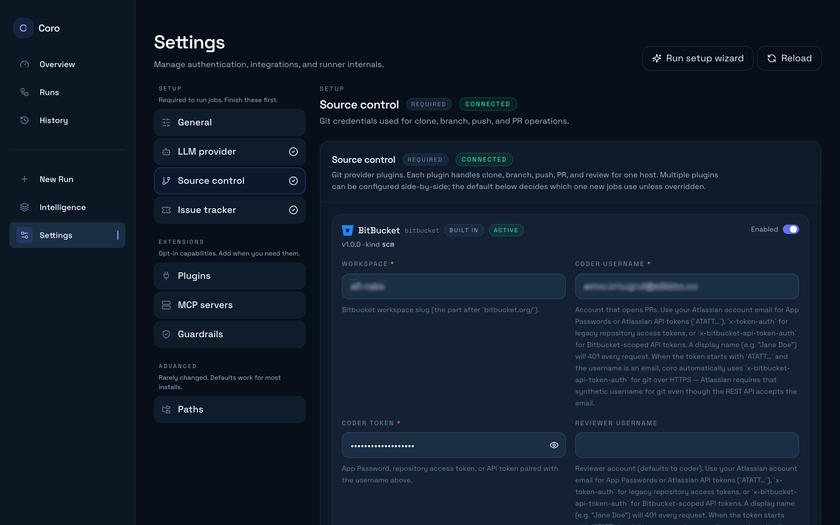 Source control settings